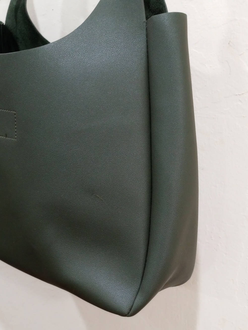 Neiman Marcus Vegan Leather Olive Green Open Tote Bag/Shoulder Purse - NWOT! - Picture 7 of 13